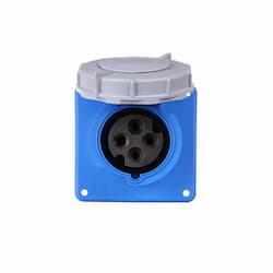 16A/20A Pin & Sleeve Receptacle, 3-Pole, 4-Wire, 200V-250V, Blue