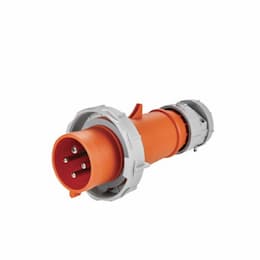 30 Amp Pin and Sleeve Plug, 3-Pole, 4-Wire, 250V, Orange