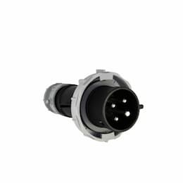 30 Amp Pin and Sleeve Plug, 3-Pole, 4-Wire, 600V, Black