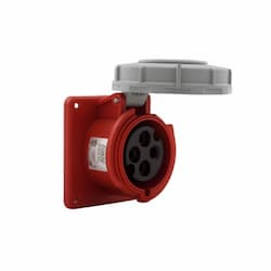 32 Amp Pin and Sleeve Receptacle, 3-Pole, 4-Wire, 440V, Red
