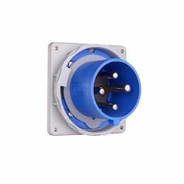 60A/63A Pin & Sleeve Inlet, 3-Pole, 4-Wire, 200V-250V, Blue