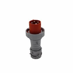 60 Amp Pin and Sleeve Plug, 3-Pole, 4-Wire, 250V, Orange