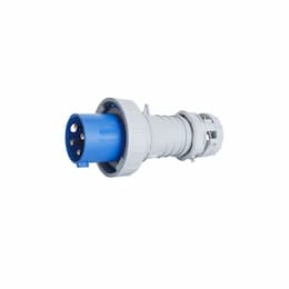 60A/63A Pin & Sleeve Plug, 3-Pole, 4-Wire, 200V-250V, Blue