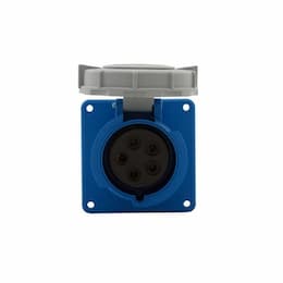 16A/20A Pin & Sleeve Receptacle, 4-Pole, 5-Wire, 120V/208V, Blue