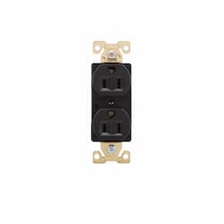 15 Amp Duplex Receptacle, Auto-Grounded, Nylon, Black