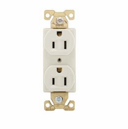 15 Amp Duplex Receptacle, Auto-Grounded, Nylon, Light Almond