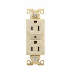 15 Amp Duplex Receptacle, Auto-Grounded, Nylon, Ivory