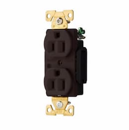 15 Amp Duplex Receptacle, 2-Pole, 3-Wire, #14-10 AWG, 125V, Brown