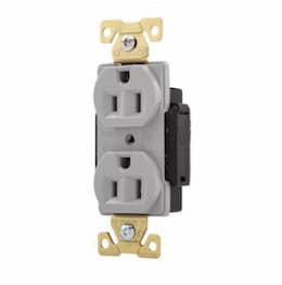 15 Amp Premium Duplex Receptacle, Auto Ground , Grey