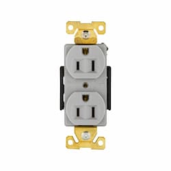 15A Modular Duplex Receptacle, 2-Pole, 3-Wire, 125V, Gray