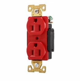 15 Amp Duplex Receptacle, Auto Ground , Red