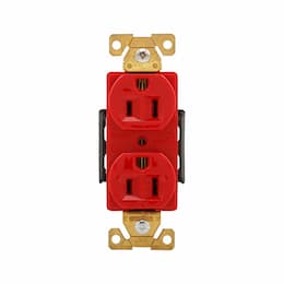 15A Modular Duplex Receptacle, 2-Pole, 3-Wire, 125V, Red