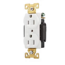 Eaton Wiring 15 Amp Duplex Receptacle, Auto Ground , White