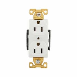 15A Modular Duplex Receptacle, 2-Pole, 3-Wire, 125V, White