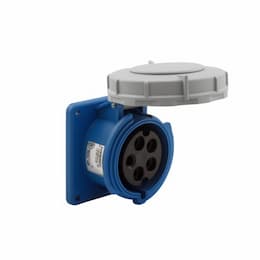 30 Amp Pin and Sleeve Receptacle, 4-Pole, 5-Wire, 208V, Blue