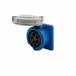 30A/32A Pin & Sleeve Receptacle, 4-Pole, 5-Wire, 120V/208V, Blue