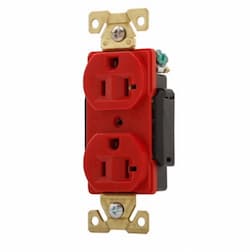 20 Amp Duplex Receptacle, Auto Ground, Red