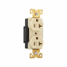 20A Modular Duplex Receptacle, 2-Pole, 3-Wire, 125V, Ivory