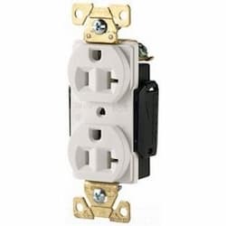 20A Modular Duplex Receptacle, 2-Pole, 3-Wire, 125V, White