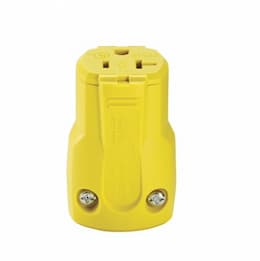 20 Amp Grip Connector, NEMA 5-20R, Nylon, Yellow