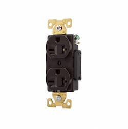 20 Amp Duplex Receptacle w/ Terminal Guards, NEMA 6-20R, Brown