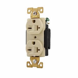 20 Amp Duplex Receptacle w/ Terminal Guards, NEMA 6-20R, Ivory