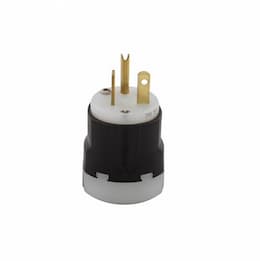 20 Amp Grip Plug, NEMA 6-20P, 250V, Black/White