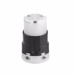 20 Amp Grip Connector, NEMA 6-20P, Nylon, Black/White