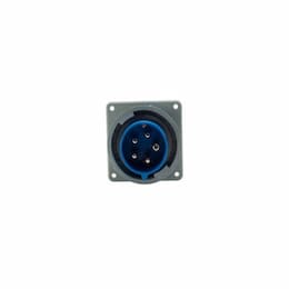 60A/63A Pin & Sleeve Inlet, 4-Pole, 5-Wire, 120V/208V, Blue