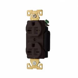 15 Amp Duplex Receptacle w/Terminal Guards, NEMA 6-15R, 250V, Brown