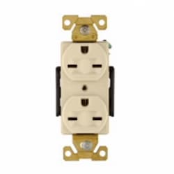 15 Amp Duplex Receptacle w/Terminal Guards, NEMA 6-15R, 250V, Ivory