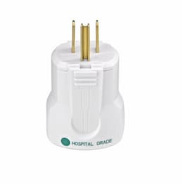 15 Amp Grip Plug, Nylon, Hospital Grade, White