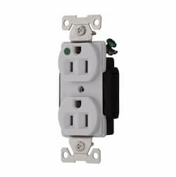 15 Amp Duplex Receptacle, Hospital Grade, Gray