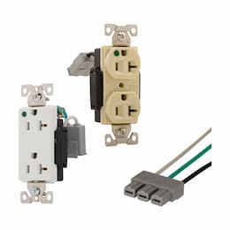 15A Modular Duplex Receptacle, HG, 2-Pole, 3-Wire, 125V, White