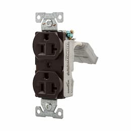 20A Modular Duplex Receptacle, HG, 2-Pole, 3-Wire, 125V, Brown