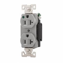 20 Amp Premium Duplex Receptacle, Hospital Grade, Grey