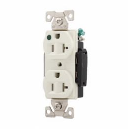 20 Amp Premium Duplex Receptacle, Hospital Grade, Light Almond