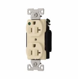 20 Amp Illuminated Duplex Receptacle, Hospital Grade, Ivory