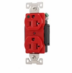 20 Amp Premium Duplex Receptacle, Hospital Grade, Red