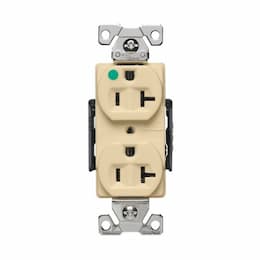 20A Modular Duplex Receptacle, HG, 2-Pole, 3-Wire, 125V, Ivory