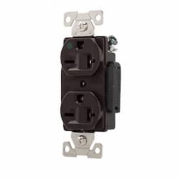 20A Modular Duplex Receptacle, HG, 2-Pole, 3-Wire, 250V, Brown