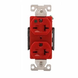 20 Amp Premium Duplex Receptacle, NEMA 6-20R, Hospital Grade, Red