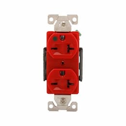 20A Modular Duplex Receptacle, HG, 2-Pole, 3-Wire, 250V, Red