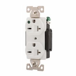 20 Amp Premium Duplex Receptacle, NEMA 6-20R, Hospital Grade, White