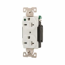 20A Modular Duplex Receptacle, HG, 2-Pole, 3-Wire, 250V, White