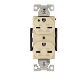 15 Amp Duplex Receptacle, NEMA 6-15R, Hospital Grade, Ivory