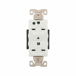 15A Modular Duplex Receptacle, HG, 2-Pole, 3-Wire, 250V, White