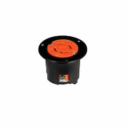 20 Amp Color Coded Locking Flanged Outlet, 3-Pole, 4-Wire, #14-8 AWG, 125V-250V, Orange