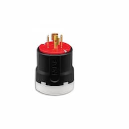 20 Amp Ultra Grip Locking Plug, NEMA L16-20, 3-Pole, 480V, Red & Black