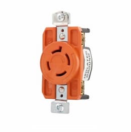 20 Amp Single Receptacle, Locking, NEMA L16-20, Industrial, Orange